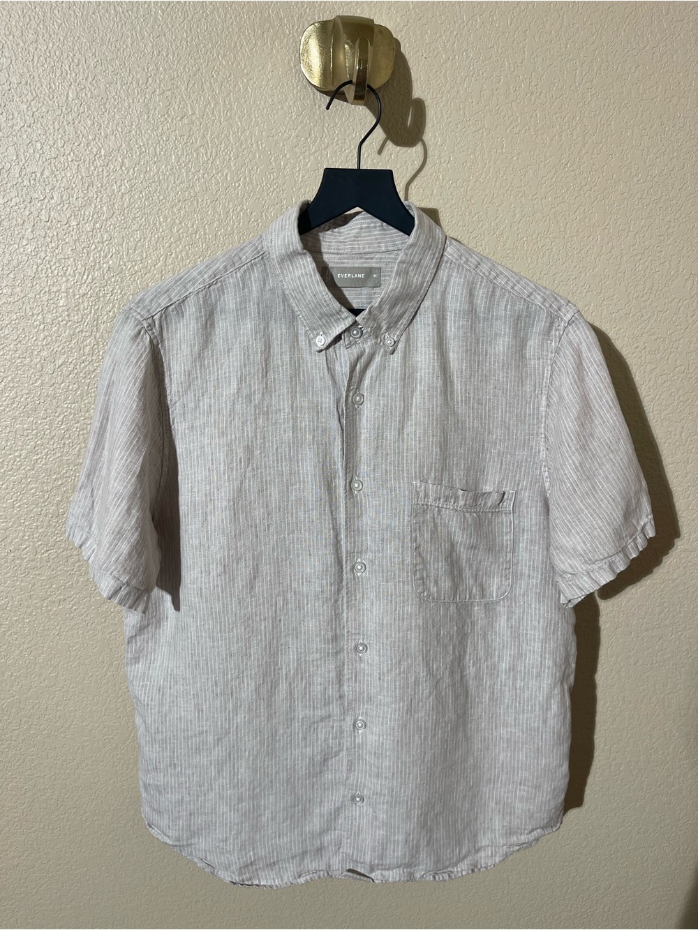 Everlane Men's Short-Sleeve Button-Down Shirt - Light Gray